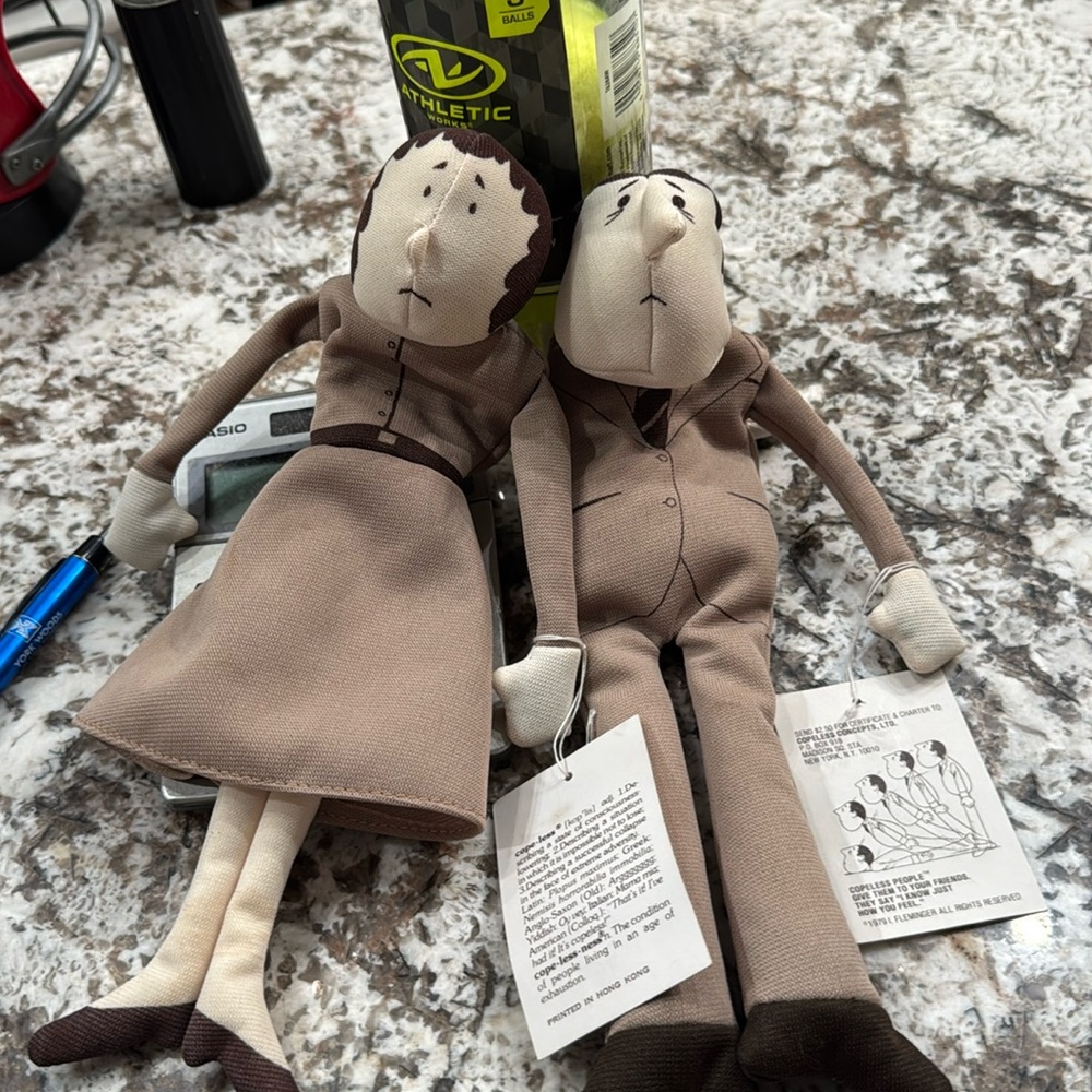 2 copeless people man and woman old school vintage retro style dolls TM1979 rare